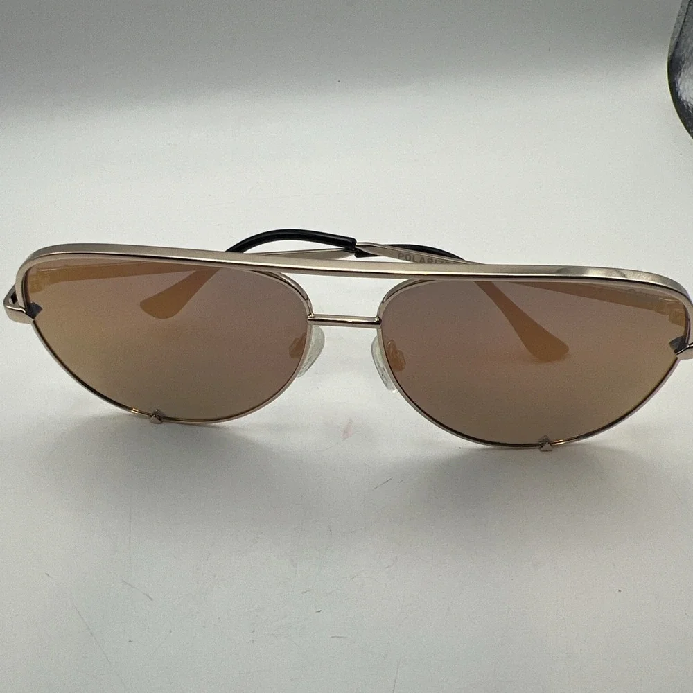 QUAY Australia High Key 126 Polarized Aviator Sunglasses Rose Gold Mirror Lenses